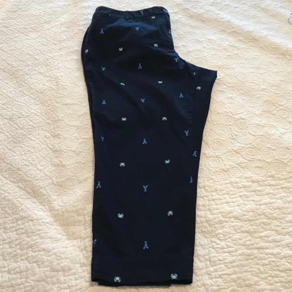 Talbots Blue Chinos with Embroidered Blue Crabs and Lobsters! Preppy- So Cute! - Picture 14 of 16